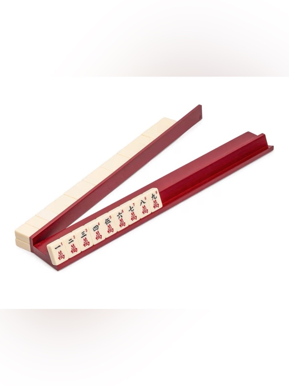 4PC Set-Yellow Mountain Imports Dark Camphor Wooden Mahjong Game Racks w/Pushers